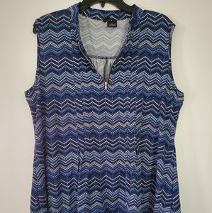 Silky blue zipper blouse